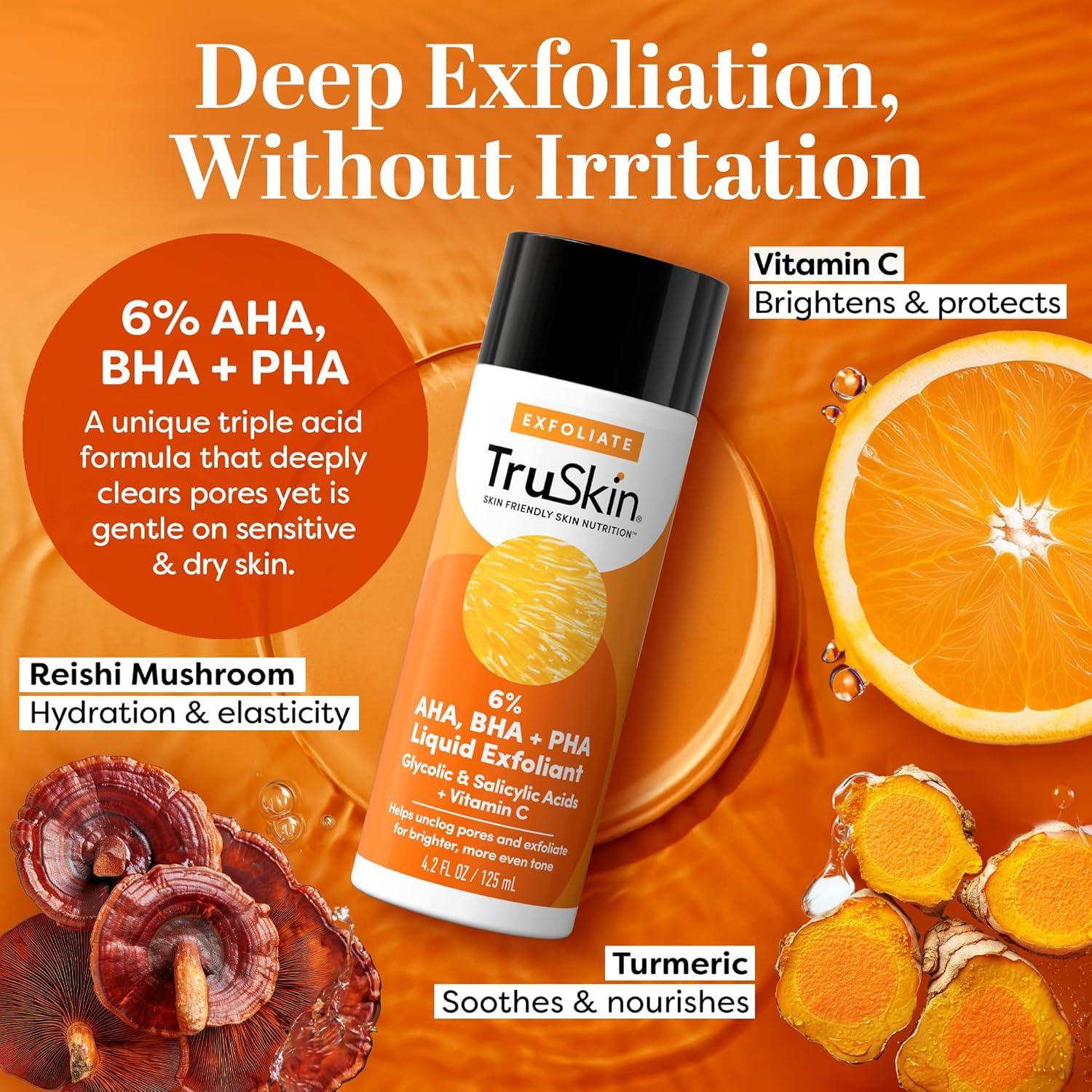 image:imageTruSkin BHA Liquid Exfoliant amp Toner PHA AHA BHA Gentle Exfoliator with Salicylic amp Glycolic Acid Vitamin C Improve Appearance of Tone amp Texture Unclog amp Minimize Look of Pores 42 fl oz
