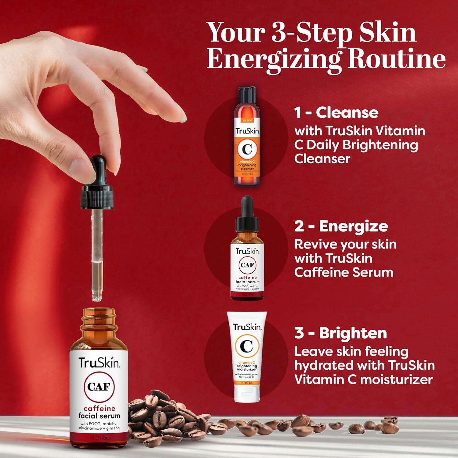 image:imageTruSkin Caffeine Face amp Eye Serum Energizing 5 Caffeine Serum with EGCG Niacinamide Matcha and Ginseng Improve Look of Under Eye Dark Circles and Puffiness 1 fl oz