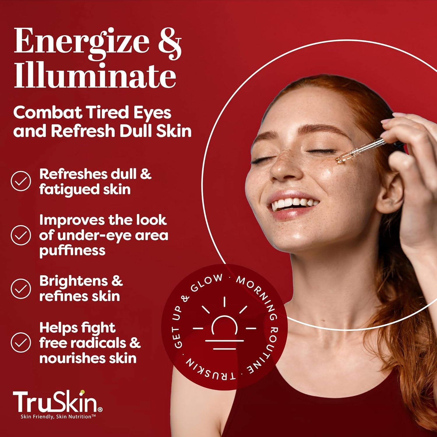 image:imageTruSkin Caffeine Face amp Eye Serum Energizing 5 Caffeine Serum with EGCG Niacinamide Matcha and Ginseng Improve Look of Under Eye Dark Circles and Puffiness 1 fl oz