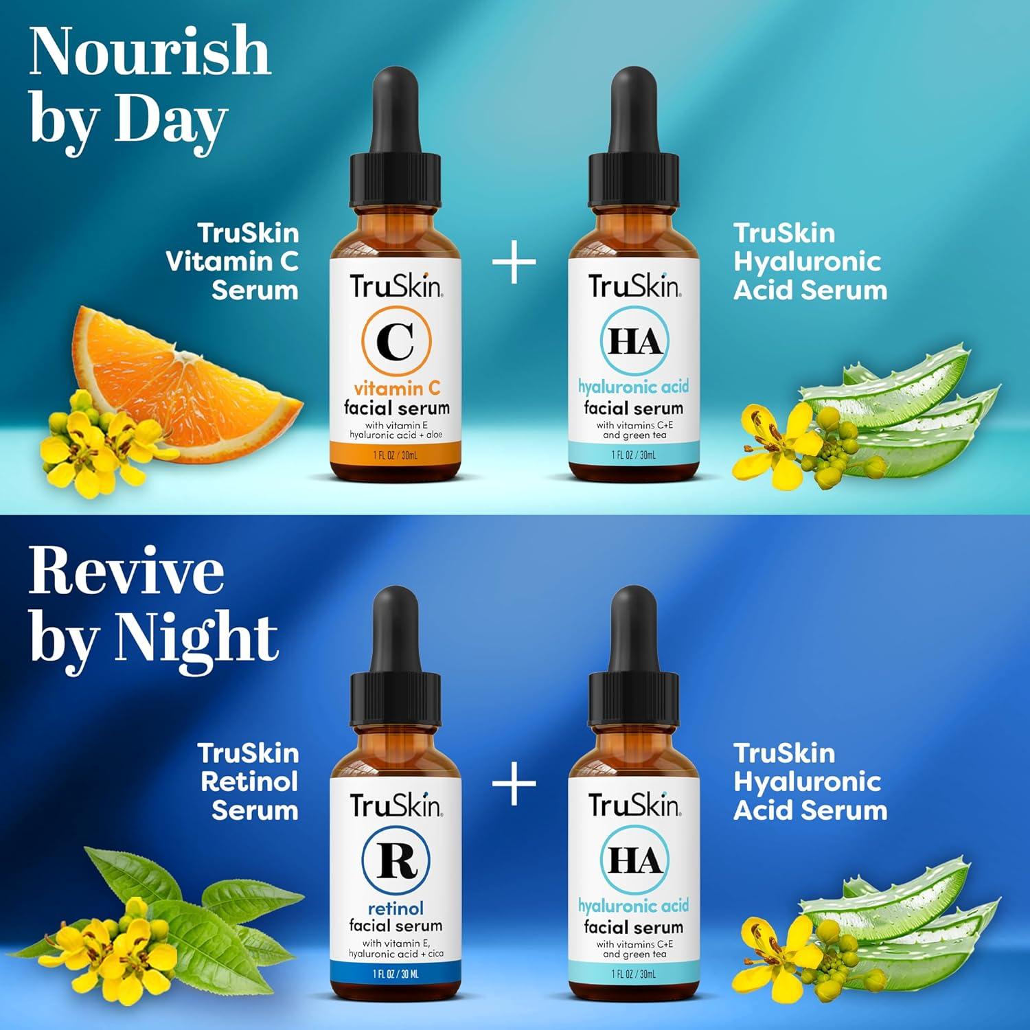 image:imageTruSkin Face Serum Trio Vitamin C Retinol amp Hyaluronic Acid AntiAging Serums for Face AM PM amp AllDay Skincare Routine Brightening Smoothing amp Hydrating Facial Serums 1 fl oz Each