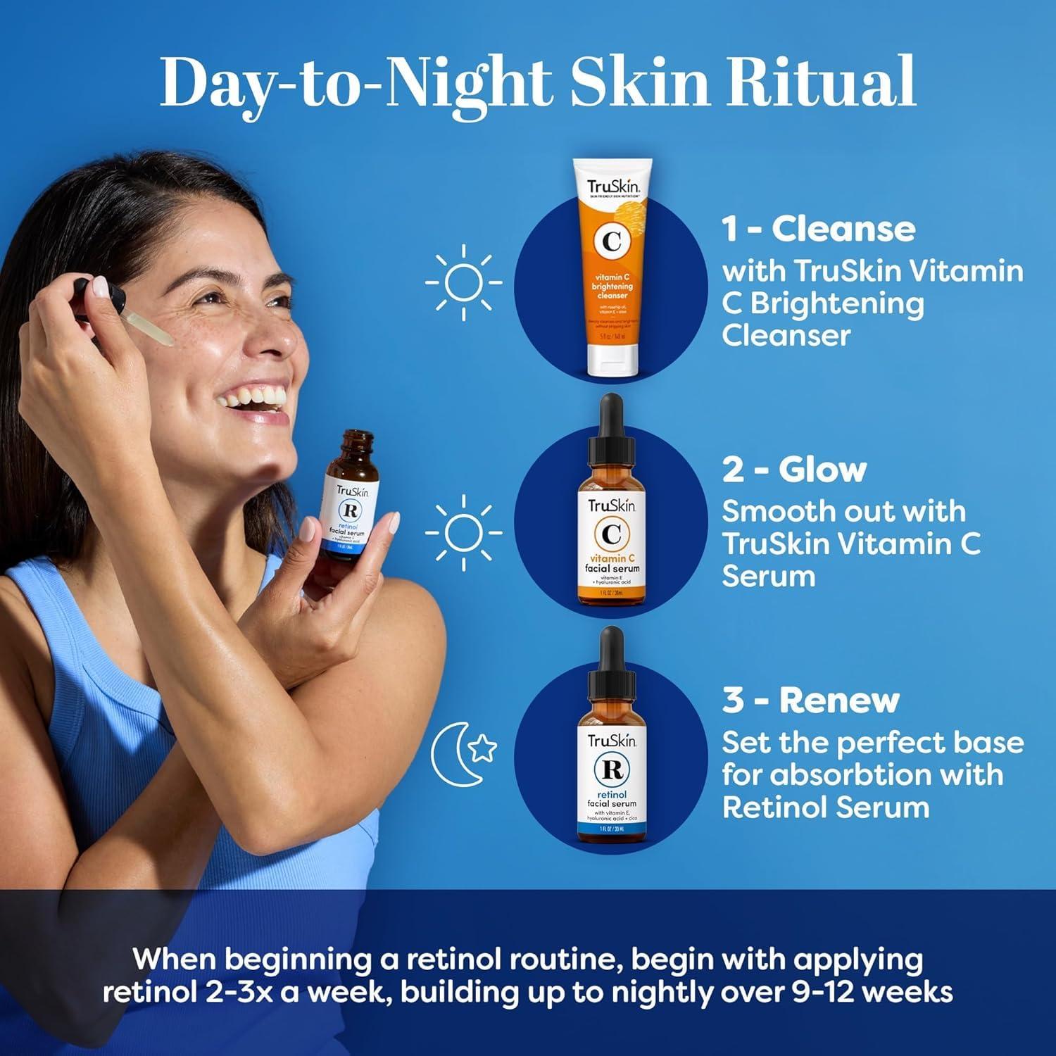 image:imageTruSkin Retinol Serum for Face Gentle Skin Friendly AntiAging Retinoid with Hyaluronic Acid Cica amp Vitamin E Retinol Facial Serum for SmootherLooking Skin amp Improved Texture 2 Fl Oz2 Fl Oz Pack of 1