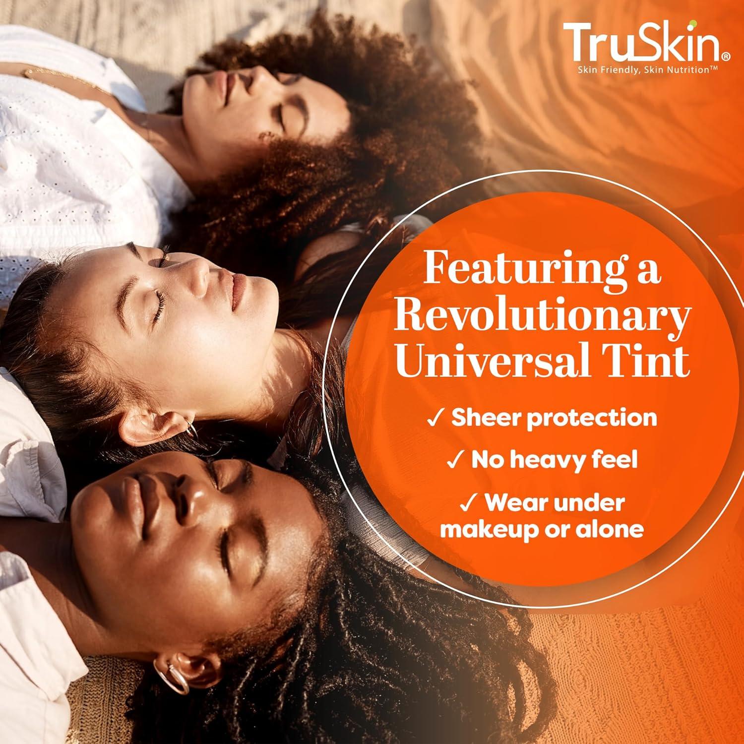 image:imageTruSkin Sunscreen Serum for Face SPF 30 Universal Tinted Mineral Sunscreen Face Serum Lightweight Transparent Finish Zinc Oxide Vitamin C Hyaluronic Acid Ceramides All Skin Types 1 fl oz