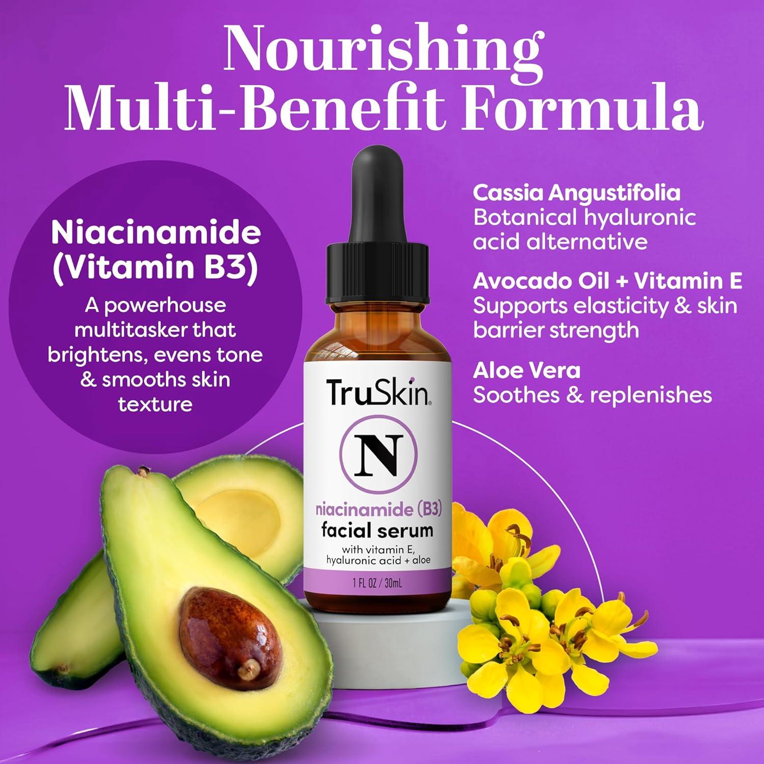 image:imageTruSkin B3 Niacinamide Serum for Face Minimize Appearance of Pores Balance Moisture amp Tone Hydrate amp Soothe with Hyaluronic Acid Vitamin E Aloe amp Avocado Oil 1 fl oz