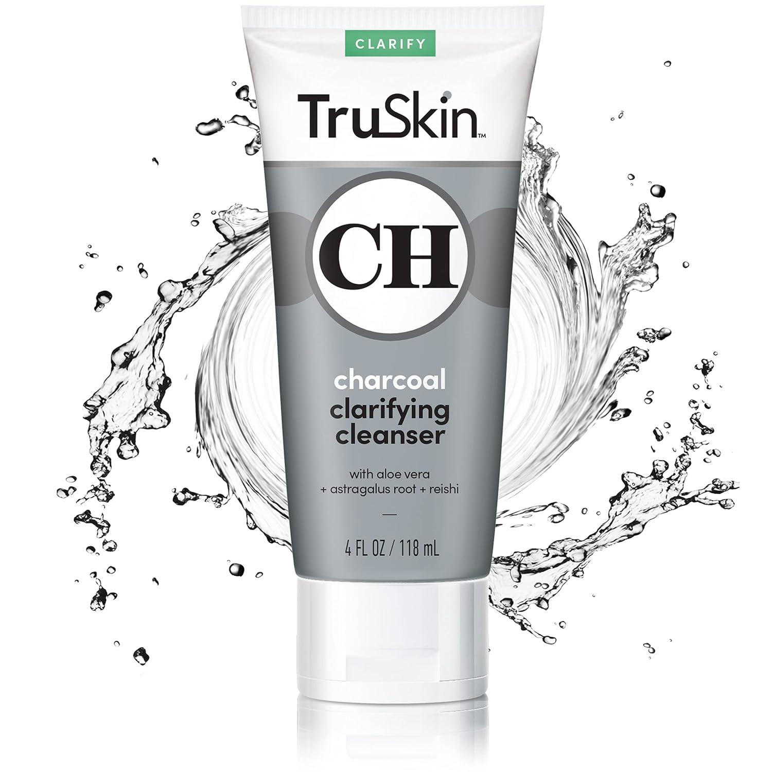 image:imageTruSkin Charcoal Cleanser Facial Cleanser with Activated Charcoal Reishi Mushroom and Ylang Ylang Blossom Skin Care Made to Balance Detoxify and Cleanse Deeply for Overall Skin Health 4 fl oz