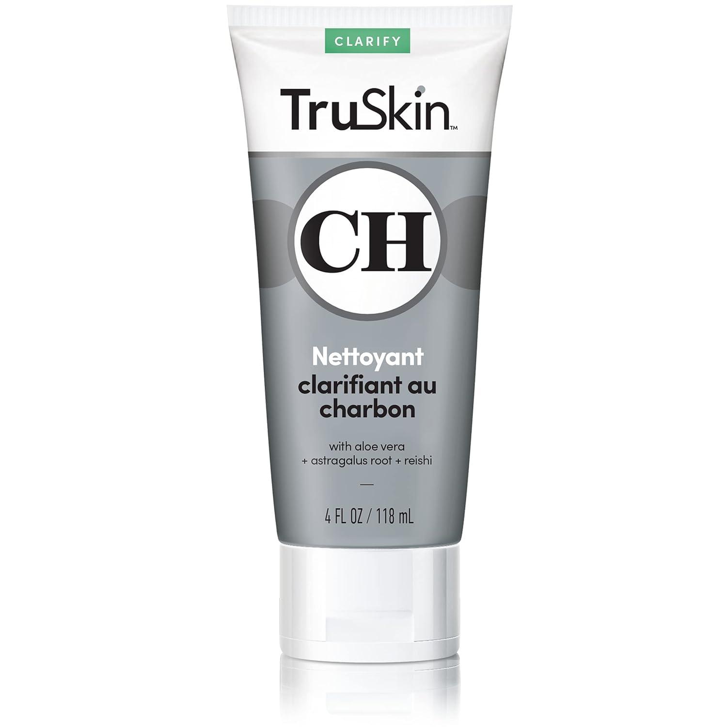 image:imageTruSkin Charcoal Cleanser Facial Cleanser with Activated Charcoal Reishi Mushroom and Ylang Ylang Blossom Skin Care Made to Balance Detoxify and Cleanse Deeply for Overall Skin Health 4 fl oz