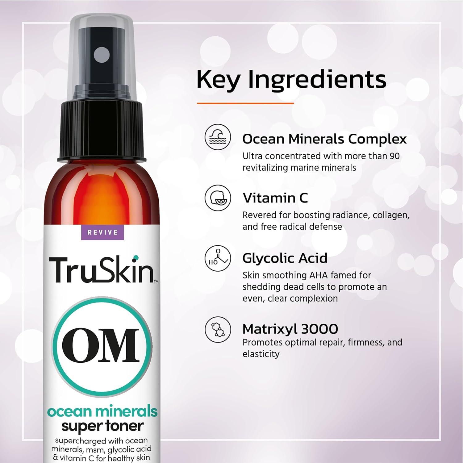 image:imageTruSkin Daily Facial Super Toner for All Skin Types with Glycolic Acid Vitamin C Ocean Minerals and Organic Anti Aging Ingredients 4 fl oz
