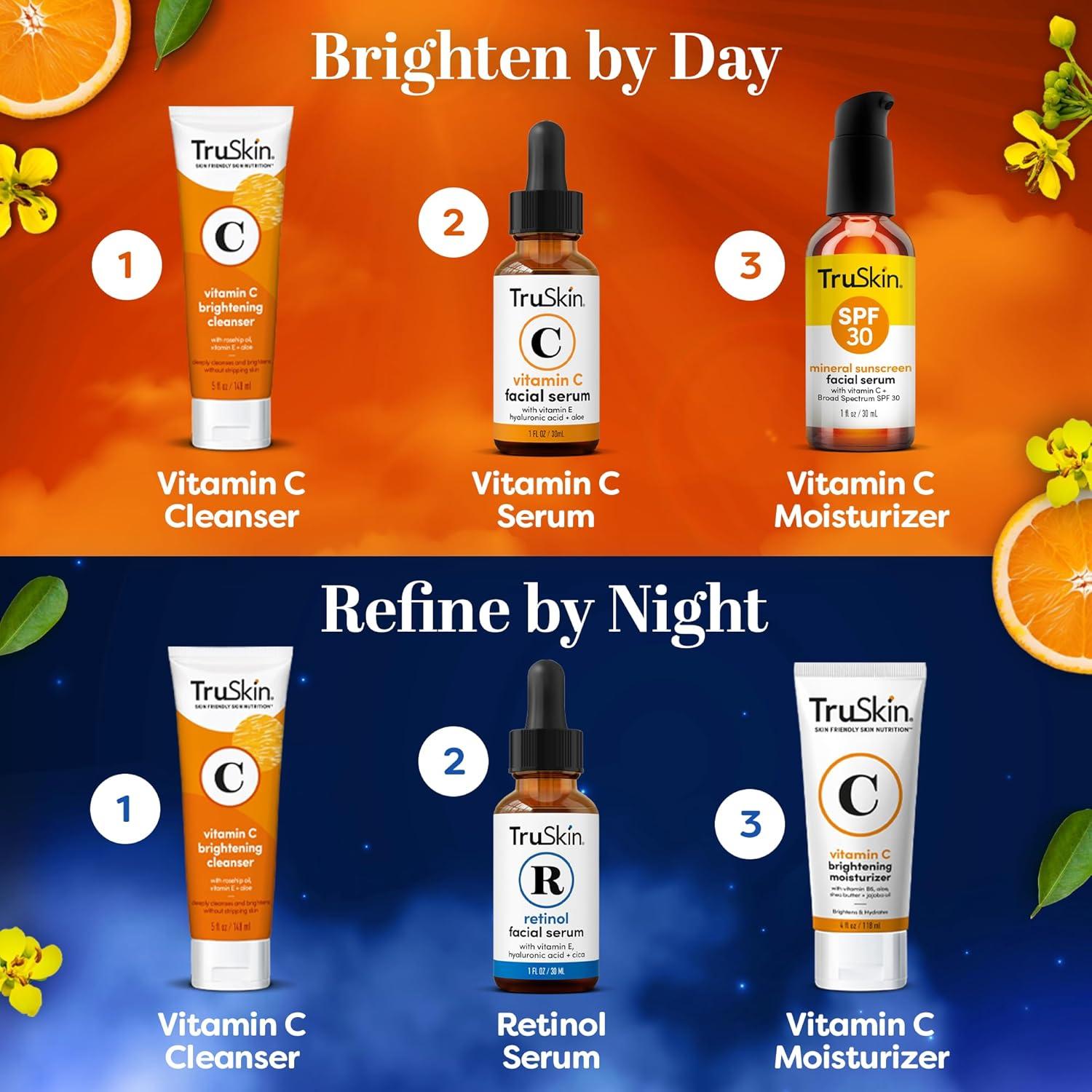 image:imageTruSkin Face Serum Duo Vitamin C Serum amp Retinol Serum for Face AM amp PM Anti Aging Skincare Routine Brightening amp Smoothing Facial Serums 1 fl oz Each