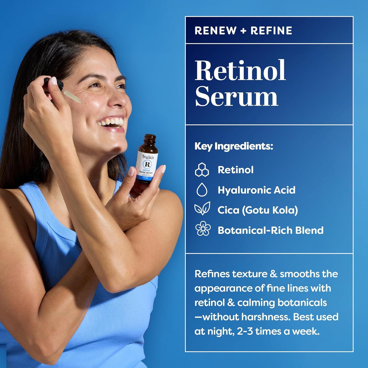 image:imageTruSkin Face Serum Duo Vitamin C Serum amp Retinol Serum for Face AM amp PM Anti Aging Skincare Routine Brightening amp Smoothing Facial Serums 1 fl oz Each