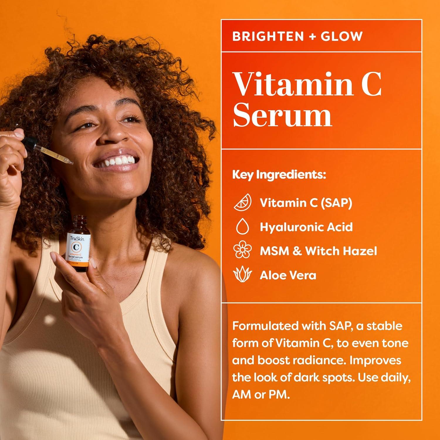 image:imageTruSkin Face Serum Duo Vitamin C Serum amp Retinol Serum for Face AM amp PM Anti Aging Skincare Routine Brightening amp Smoothing Facial Serums 1 fl oz Each