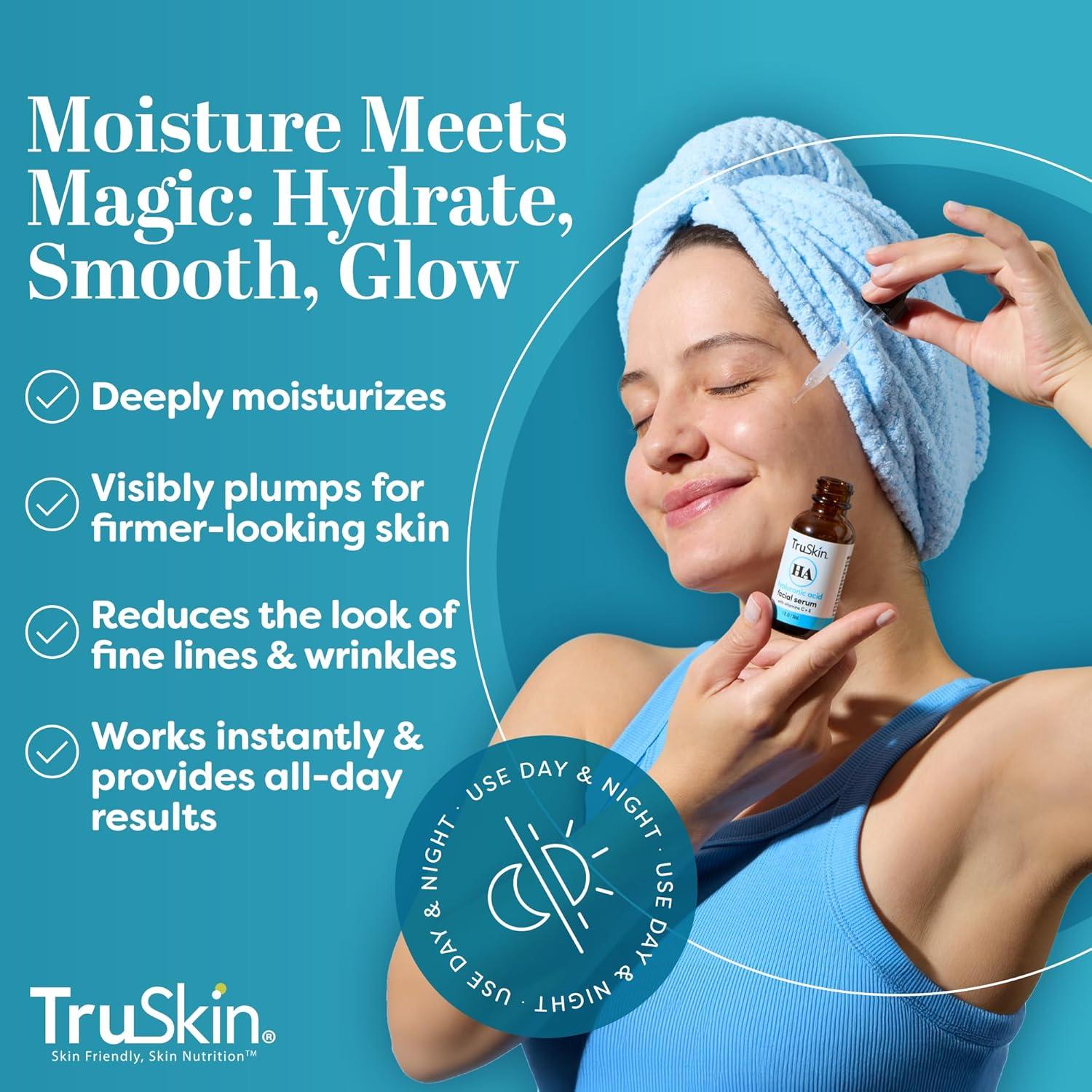 image:imageTruSkin Hyaluronic Acid Serum for Face 7 UltraHydrating Ingredients Moisturizing amp Plumping Facial Serum for Smooth HealthyLooking Skin 2 Fl Oz1 Fl Oz Pack of 1