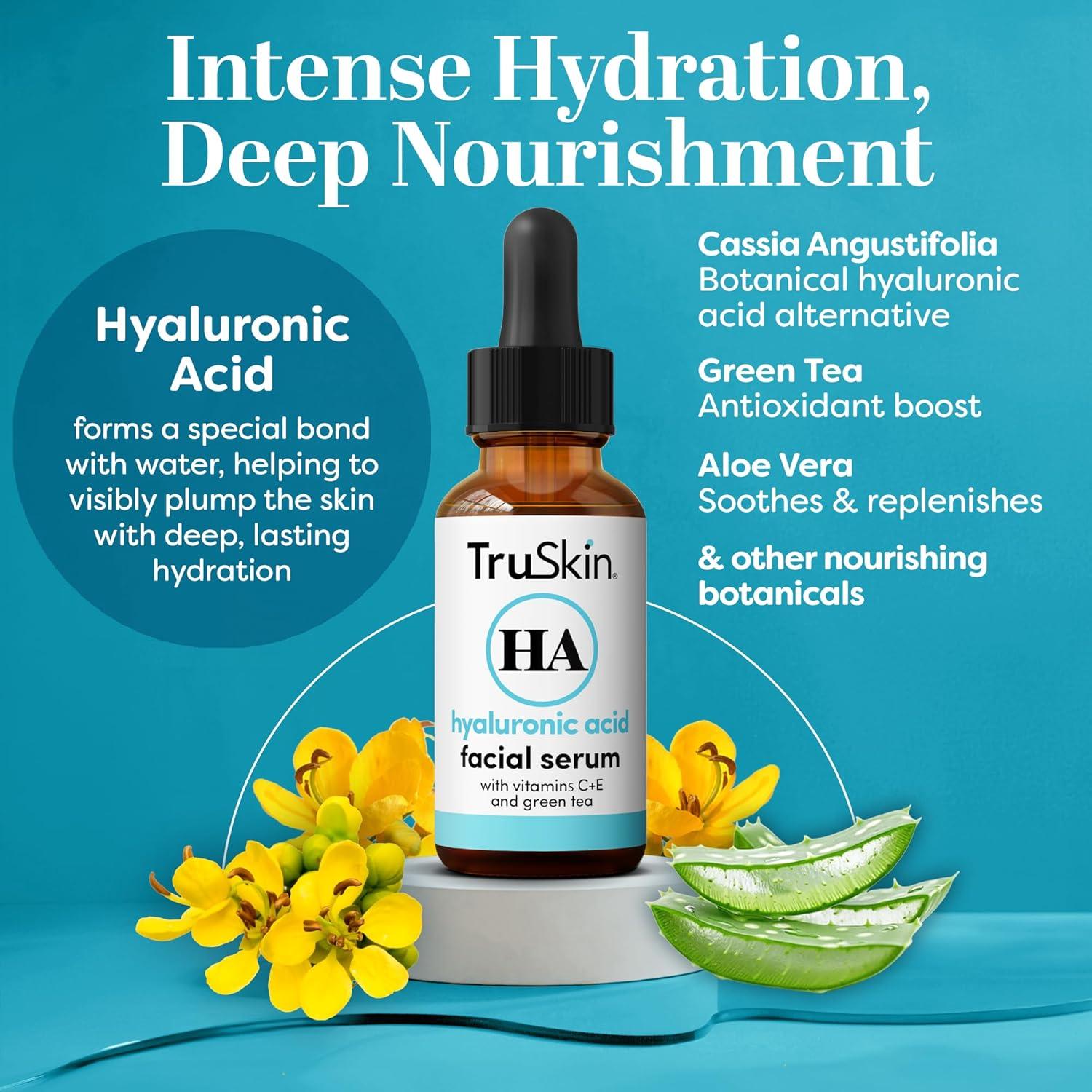 image:imageTruSkin Hyaluronic Acid Serum for Face 7 UltraHydrating Ingredients Moisturizing amp Plumping Facial Serum for Smooth HealthyLooking Skin 2 Fl Oz2 Fl Oz Pack of 1