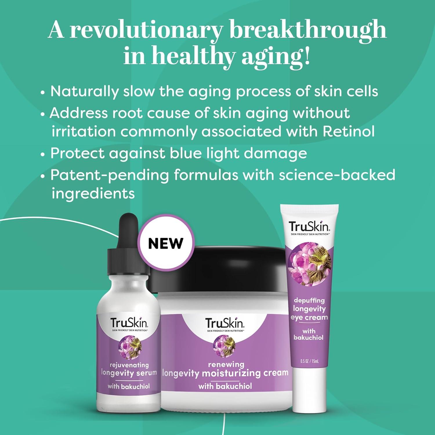 image:imageTruSkin Longevity Bakuchiol Serum Rejuvenating Face Serum with Lingonberry Stem Cells amp Snow Algae Healthy Aging Gentle Retinol Alternative Improves Appearance of Wrinkles 1 fl oz