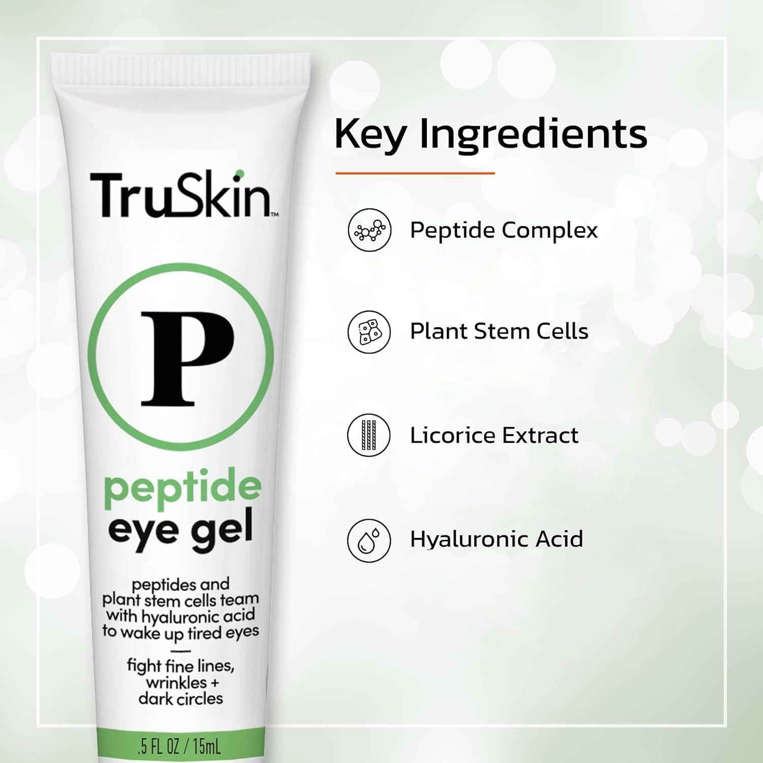 image:imageTruSkin Peptide Eye Gel Improve Look of Dark Circles amp Lines for BrighterLooking Eye Area Under Eye Care with Peptides Plant Stem Cells Hyaluronic Acid Wake Up Tired Eyes 05 fl oz05 Fl Oz Pack of 1