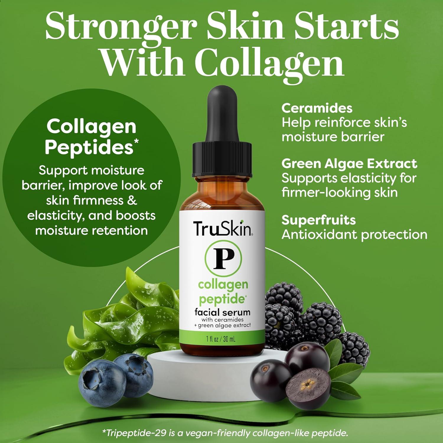 image:imageTruSkin Pro Collagen Multi Peptides Serum for Face Anti Aging Face Serum with TriPeptide29 amp Ceramides Support Skins Natural Collagen amp Skin Barrier for FirmerLooking Skin 1 fl Oz