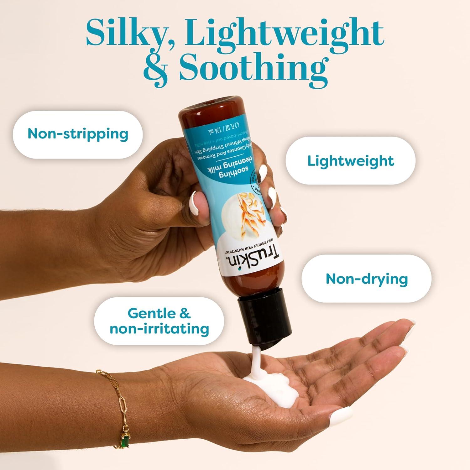 image:imageTruSkin Soothing Cleansing Milk Gentle Facial Cleanser with Rice amp Oat Milk Hyaluronic Acid Removes MakeUp Without Stripping Sensitive SkinCleansing Milk