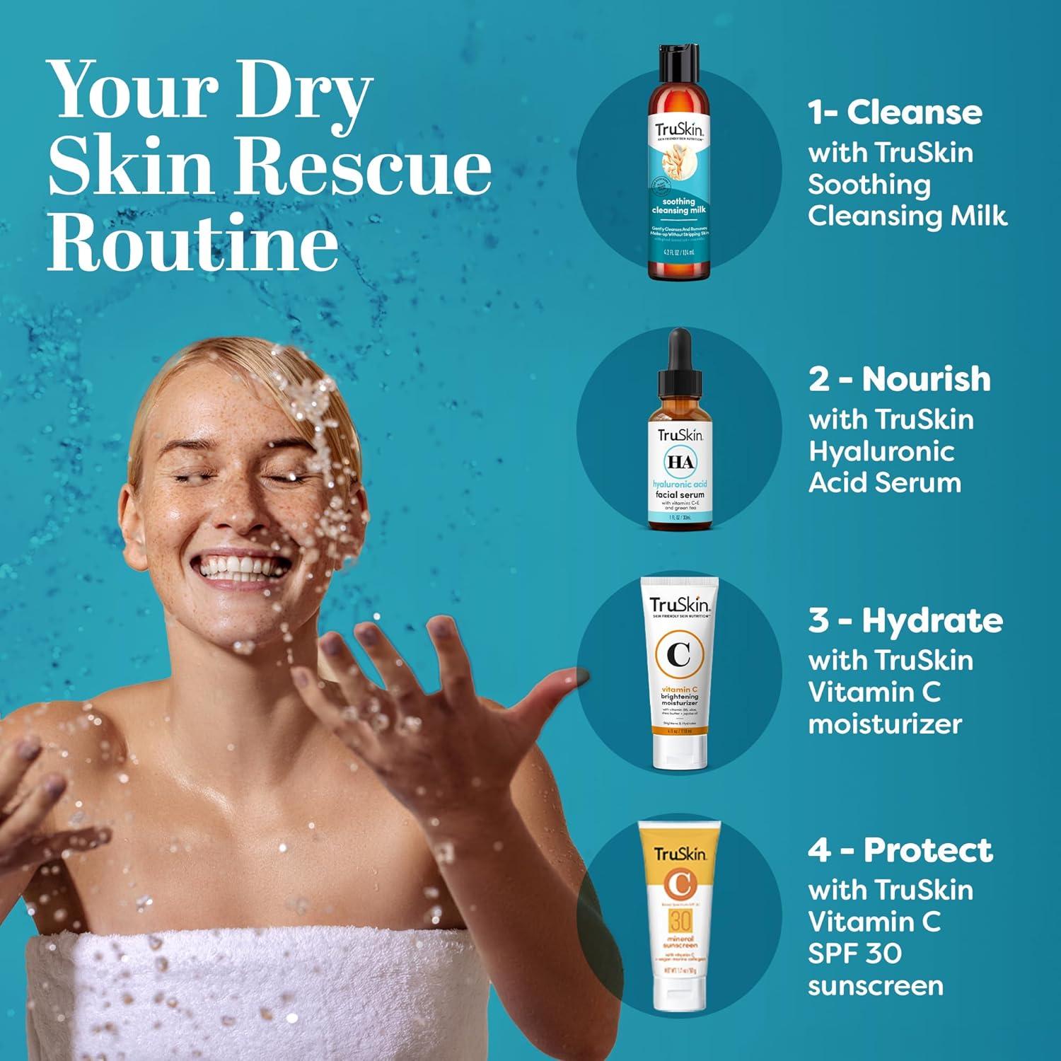 image:imageTruSkin Soothing Cleansing Milk Gentle Facial Cleanser with Rice amp Oat Milk Hyaluronic Acid Removes MakeUp Without Stripping Sensitive SkinCleansing Milk
