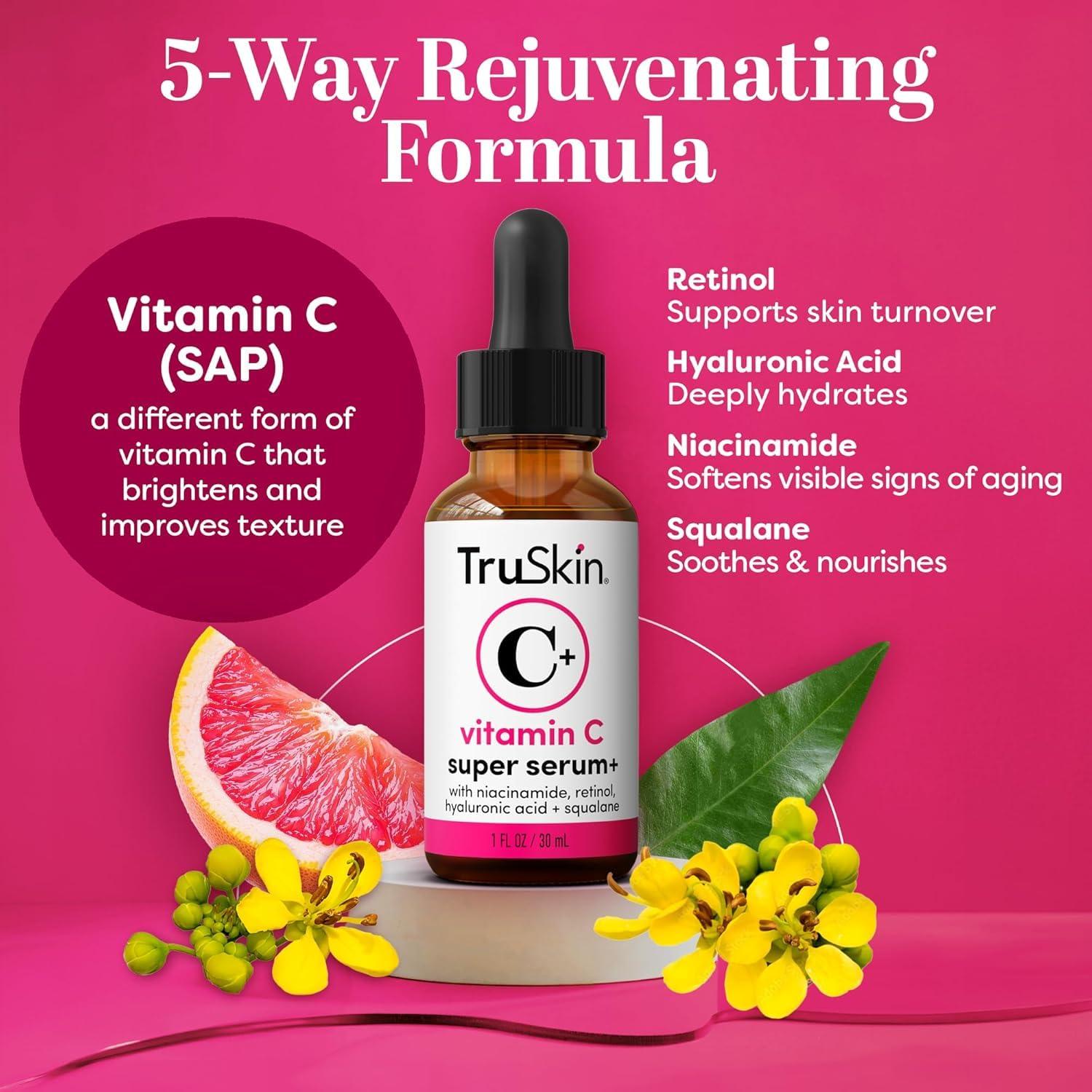 image:imageTruSkin Super C Duo with Vitamin C Plus Super Serum for Face 1 fl oz amp Vitamin C Brightening Moisturizer 2 fl oz Anti Aging Skin Care Gift Set for Hydrated Smooth amp FirmerLooking Skin