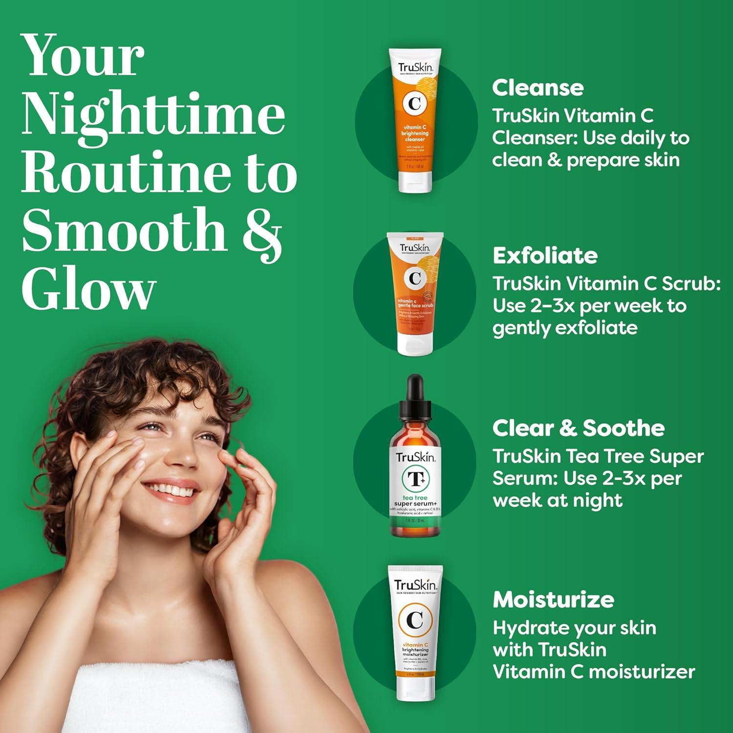 image:imageTruSkin Tea Tree Oil Acne Treatment Serum for Face Salicylic Acid Niacinamide Vitamin C amp Retinol Clarifying Super Facial Serum for AcneProne Skin amp Pores 2 Oz2 Ounce Pack of 1