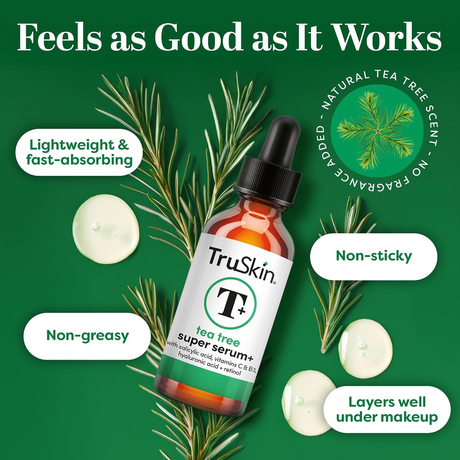 image:imageTruSkin Tea Tree Oil Acne Treatment Serum for Face Salicylic Acid Niacinamide Vitamin C amp Retinol Clarifying Super Facial Serum for AcneProne Skin amp Pores 2 Oz2 Ounce Pack of 1
