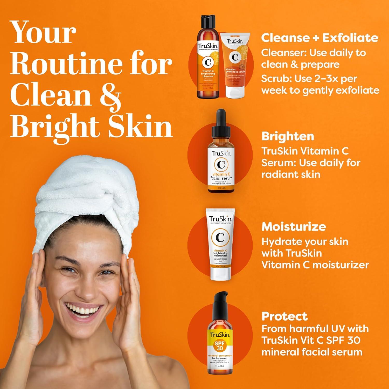 image:imageTruSkin Vitamin C Cleanser for Face Brightening Face Wash with Vitamins C amp E Rosehip Oil Aloe Vera and MSM Deep Clean and Refresh for Radiant HealthyLooking Skin 4 fl oz4 Fl Oz Pack of 1