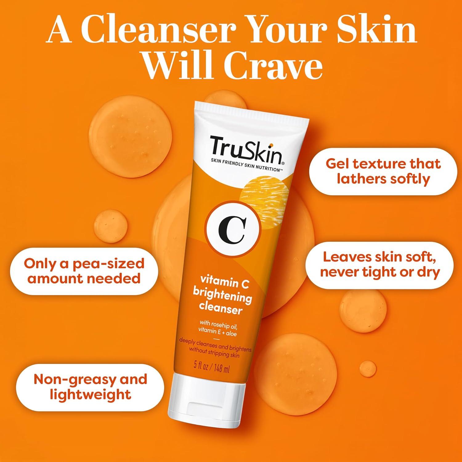 image:imageTruSkin Vitamin C Cleanser for Face Brightening Face Wash with Vitamins C amp E Rosehip Oil Aloe Vera and MSM Deep Clean and Refresh for Radiant HealthyLooking Skin 4 fl oz5 Fl Oz Pack of 1