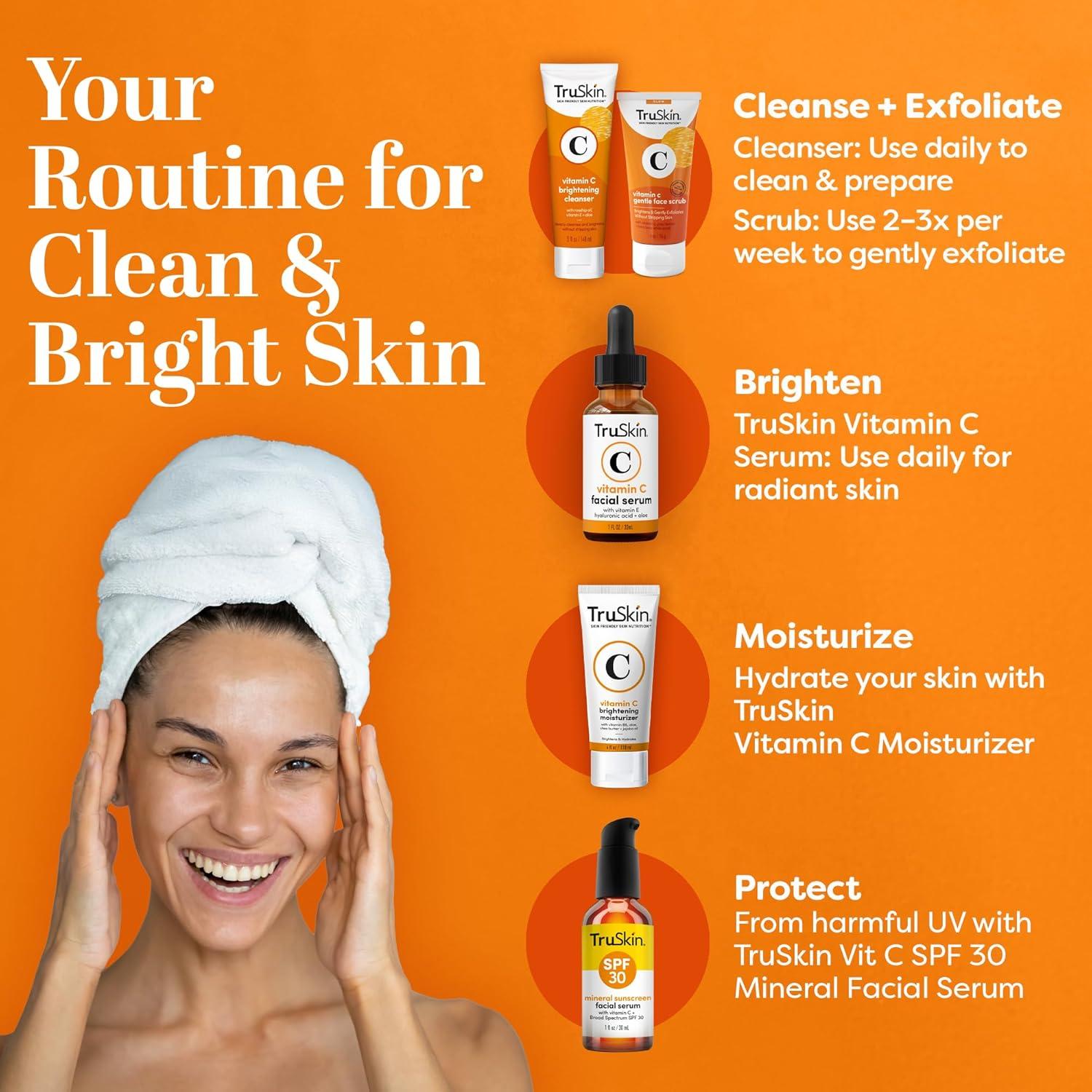 image:imageTruSkin Vitamin C Cleanser for Face Brightening Face Wash with Vitamins C amp E Rosehip Oil Aloe Vera and MSM Deep Clean and Refresh for Radiant HealthyLooking Skin 4 fl oz5 Fl Oz Pack of 1