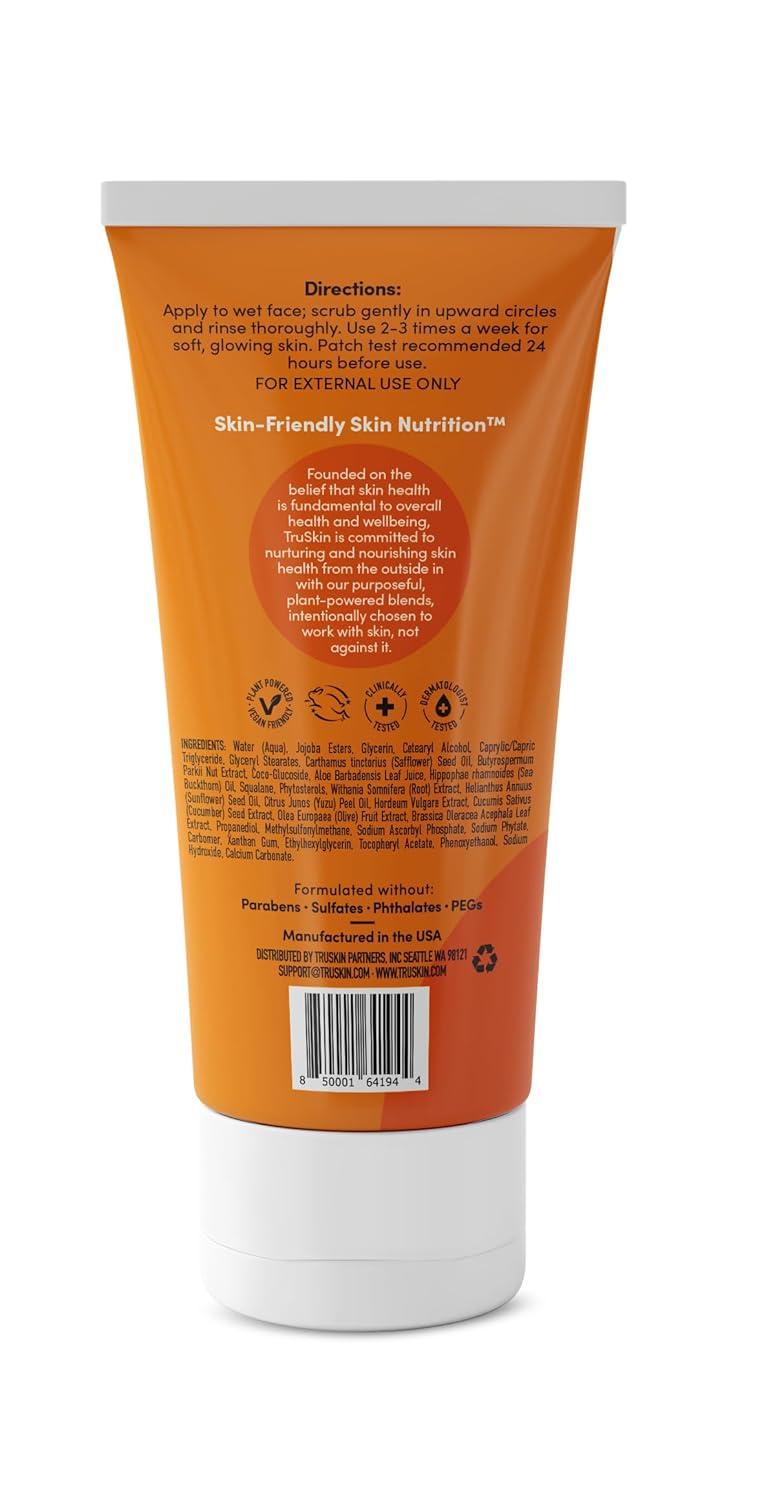 image:imageTruSkin Vitamin C Gentle Face Scrub Brightening Daily Face Exfoliator for All Skin Types Softens amp Smooths Skin with Vitamin C Yuzu Lemon and Exfoliating Bora Bora White Sand 4 Fl Oz