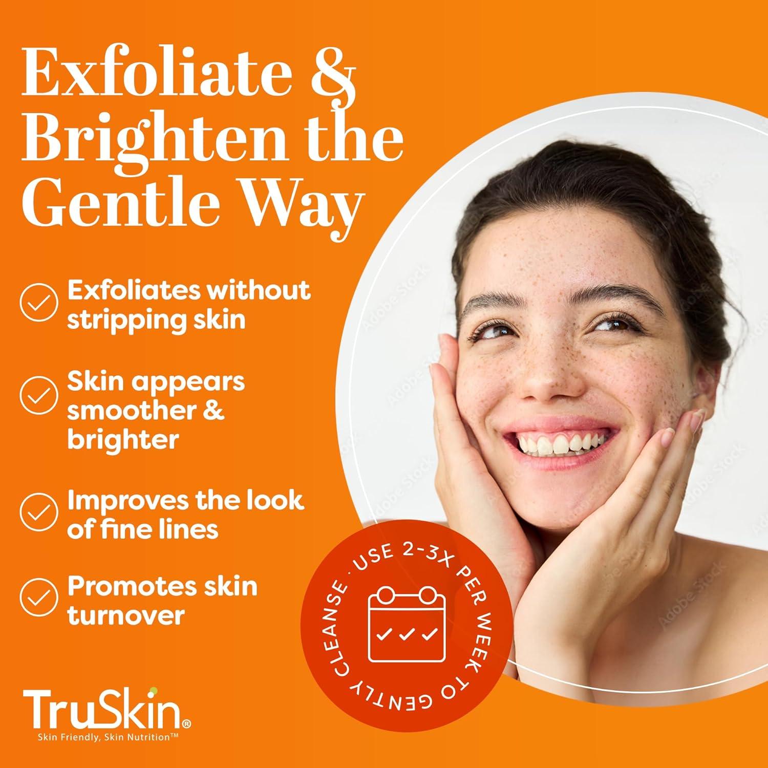 image:imageTruSkin Vitamin C Gentle Face Scrub Brightening Daily Face Exfoliator for All Skin Types Softens amp Smooths Skin with Vitamin C Yuzu Lemon and Exfoliating Bora Bora White Sand 4 Fl Oz