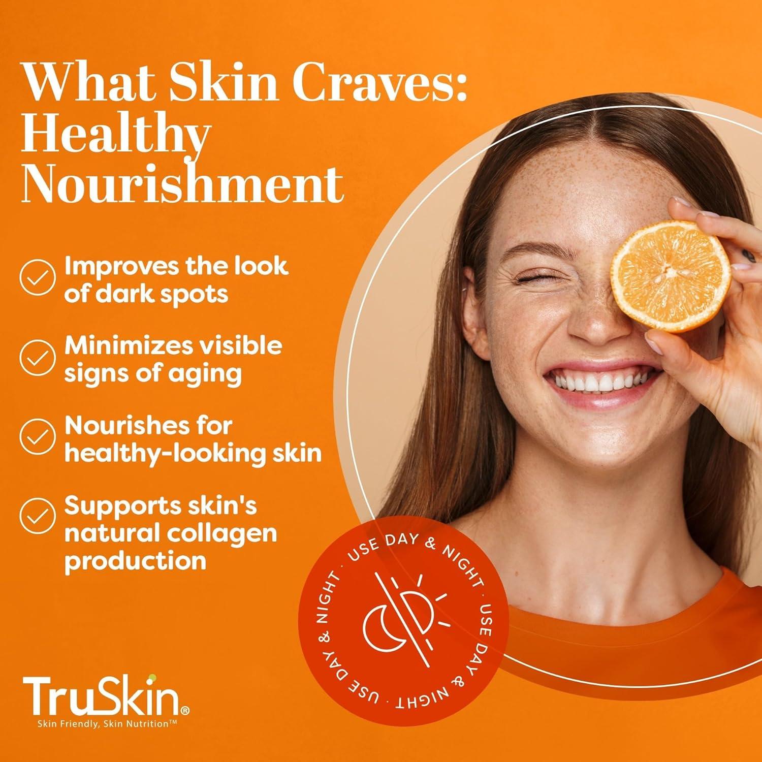 image:imageTruSkin Vitamin C Serum for Face Anti Aging Face Serum with Hyaluronic Acid amp Vitamin E Brightening Formula for Improving Appearance of Dark Spots Fine Lines amp Wrinkles All Skin Types 1 fl oz1 Fl Oz Pack of 1