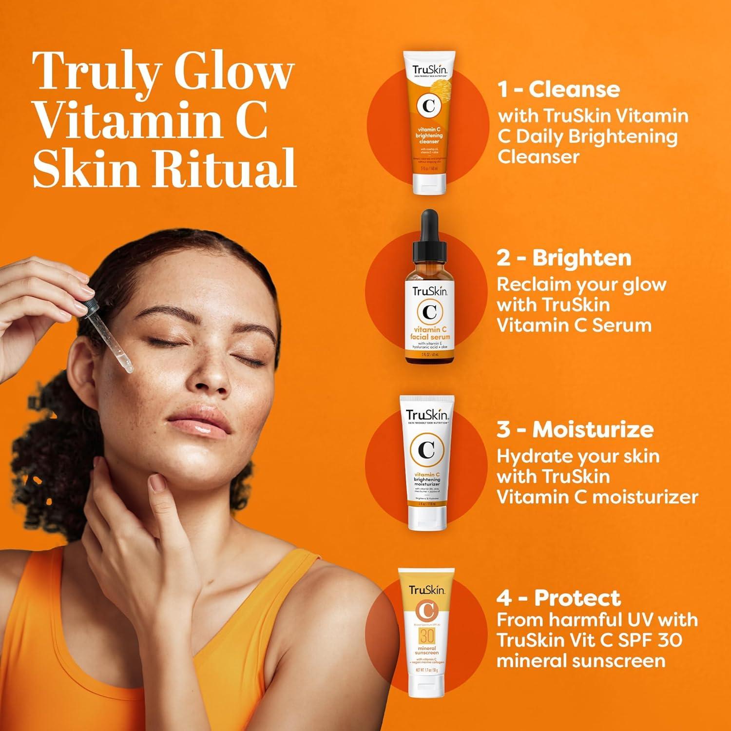 image:imageTruSkin Vitamin C Serum for Face Anti Aging Face Serum with Hyaluronic Acid amp Vitamin E Brightening Formula for Improving Appearance of Dark Spots Fine Lines amp Wrinkles All Skin Types 1 fl oz2 Fl Oz Pack of 1
