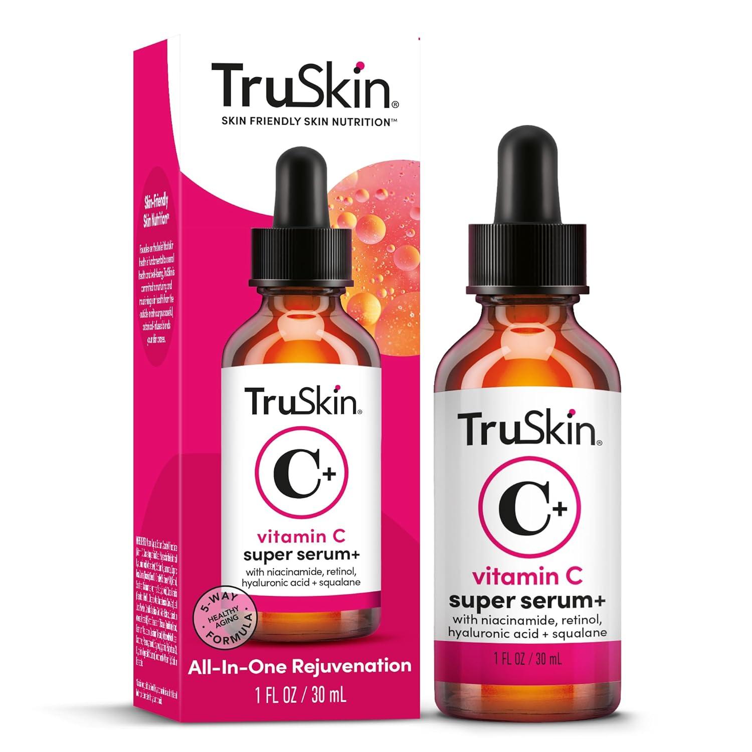 image:imageTruSkin Vitamin C Super Serum for Face AllinOne AntiAging Serum with Vitamin C Retinol Niacinamide Hyaluronic Acid amp Squalane Improve Appearance of Dark Spots Firmness amp Texture 2 Fl Oz1 Fl Oz Pack of 1