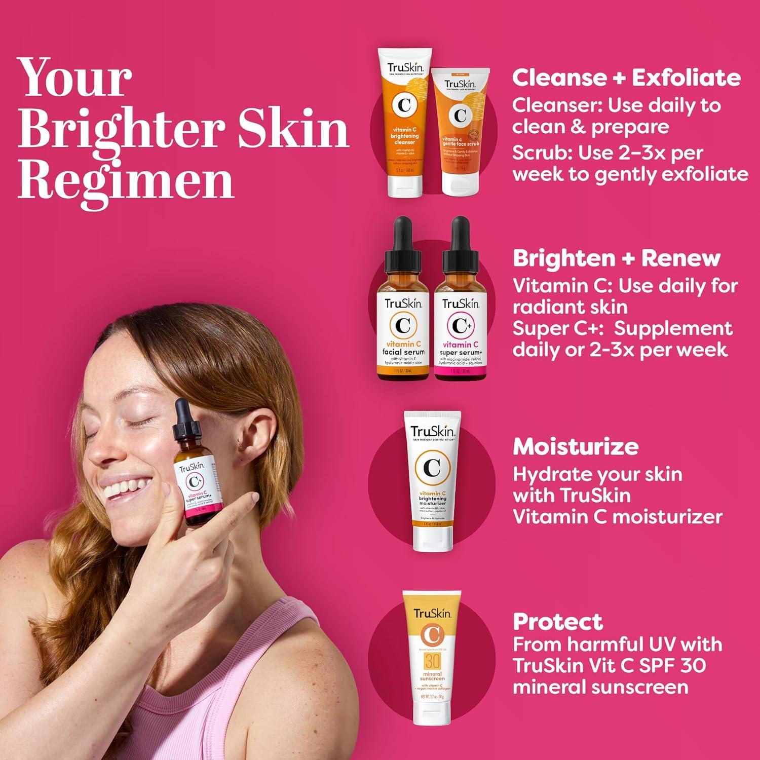 image:imageTruSkin Vitamin C Super Serum for Face AllinOne AntiAging Serum with Vitamin C Retinol Niacinamide Hyaluronic Acid amp Squalane Improve Appearance of Dark Spots Firmness amp Texture 2 Fl Oz1 Fl Oz Pack of 1