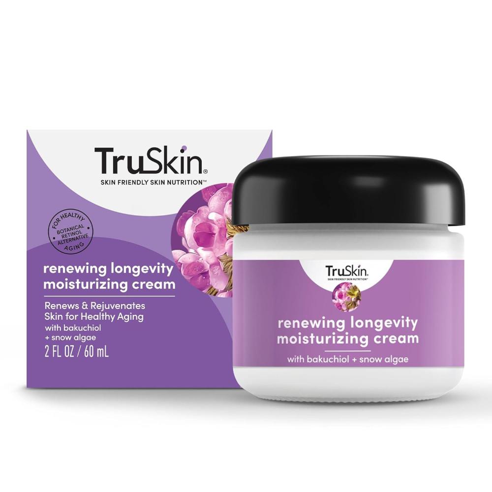 image:imageTruSkin Longevity Moisturizing Cream Revolutionary Face Moisturizer with Bakuchiol amp Snow Algae Healthy Aging Gentle Retinol Alternative FirmerLooking Skin 2 fl oz