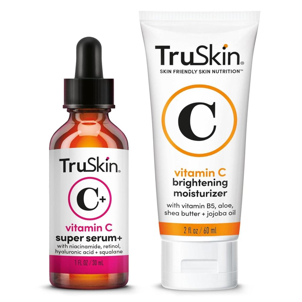 image:imageTruSkin Super C Duo with Vitamin C Plus Super Serum for Face 1 fl oz amp Vitamin C Brightening Moisturizer 2 fl oz Anti Aging Skin Care Gift Set for Hydrated Smooth amp FirmerLooking Skin