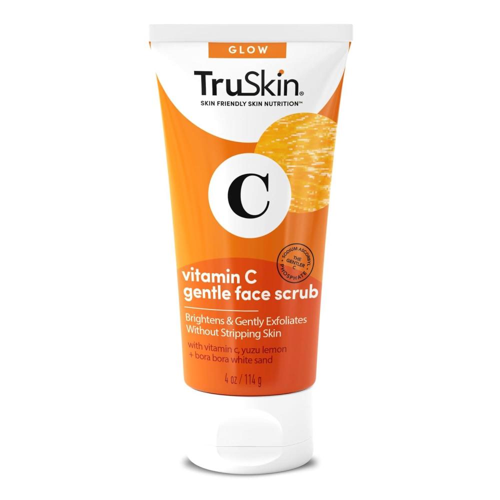image:imageTruSkin Vitamin C Gentle Face Scrub Brightening Daily Face Exfoliator for All Skin Types Softens amp Smooths Skin with Vitamin C Yuzu Lemon and Exfoliating Bora Bora White Sand 4 Fl Oz