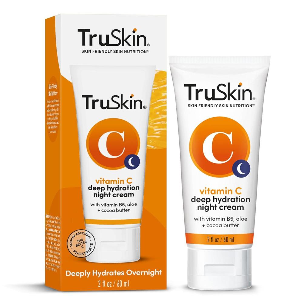 image:imageTruSkin Vitamin C Night Cream Skins Natural Collagen Supporting Blend with Cocoa Butter Vitamin B5 Botanical Essential Oils Brightening and Hydrating Face amp Neck FirmerFeeling Skin 2 fl oz