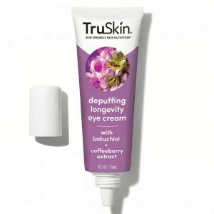 TruSkin Longevity Eye Cream – Caffeine Eye Cream with Bakuchiol, Lingonberry Stem Cells & Green Coffee Bean – Healthy Aging Gentle Retinol Alternative, Puffiness, Dark Circles, 0.5 fl oz