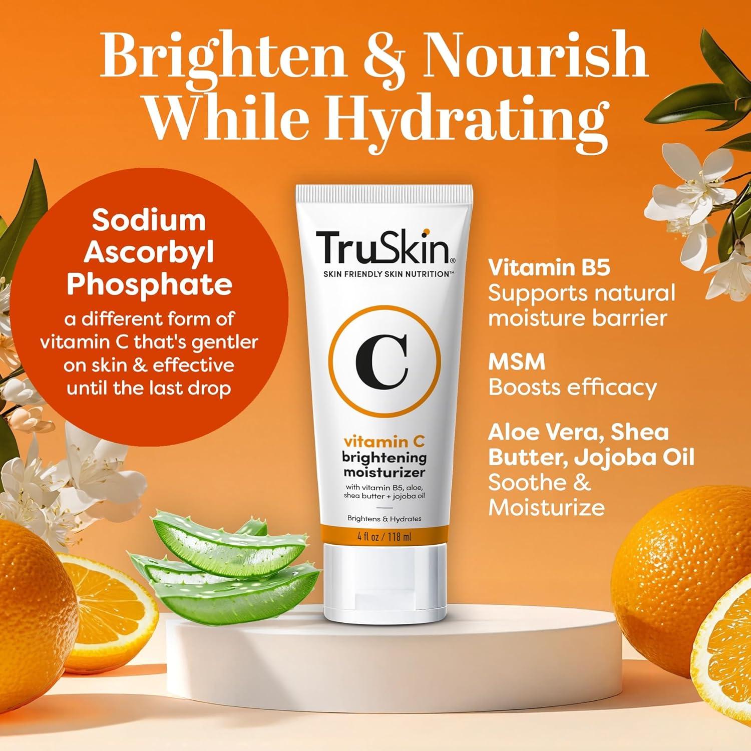 image:imageTruSkin Vitamin C Face Cream Brightening amp Hydrating Daily Moisturizer with Vitamin E B5 Jojoba Oil amp Green Tea Smooth RadiantLooking Skin 2 Fl Oz4 Fl Oz Pack of 1