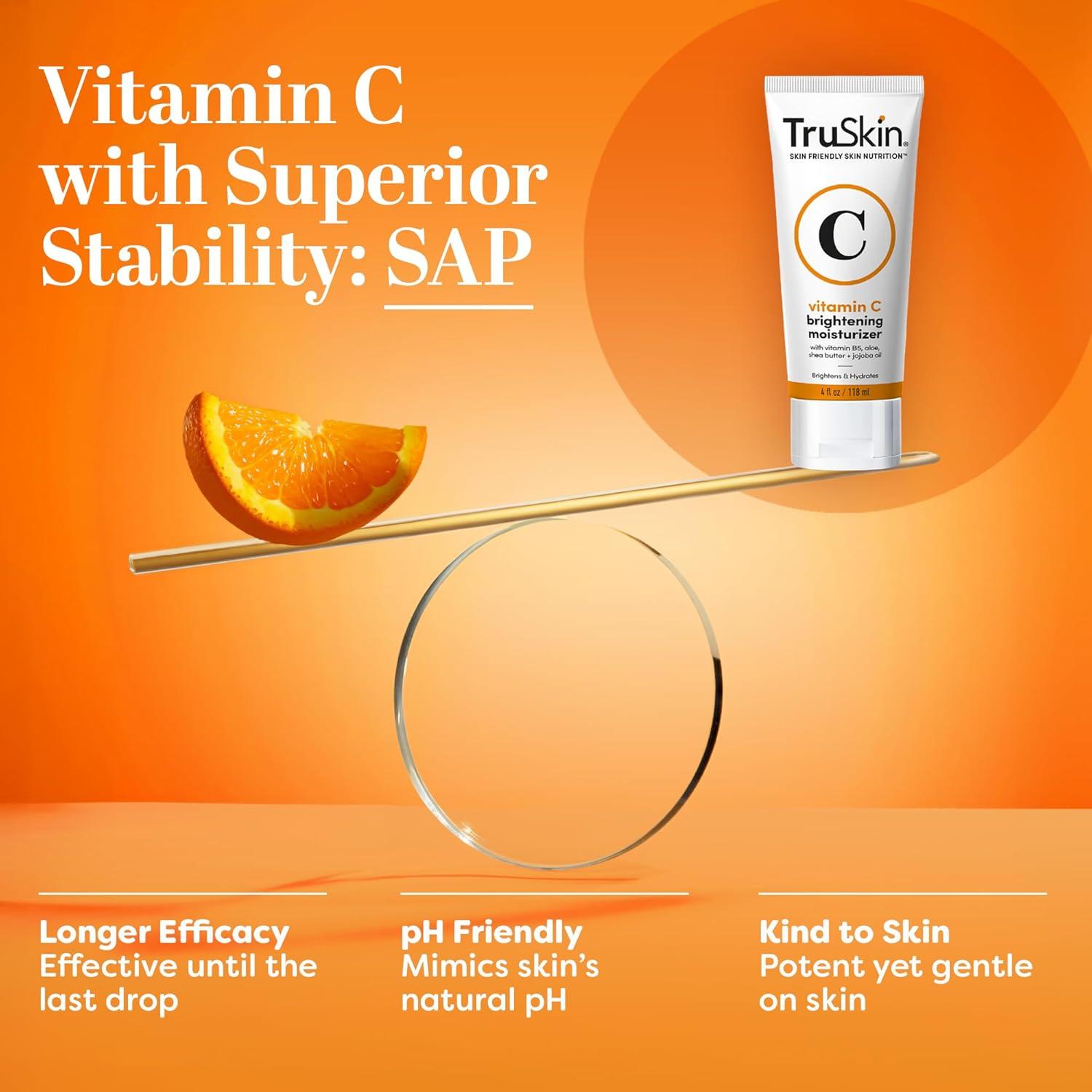 image:imageTruSkin Vitamin C Face Cream Brightening amp Hydrating Daily Moisturizer with Vitamin E B5 Jojoba Oil amp Green Tea Smooth RadiantLooking Skin 2 Fl Oz2 Fl Oz Pack of 1