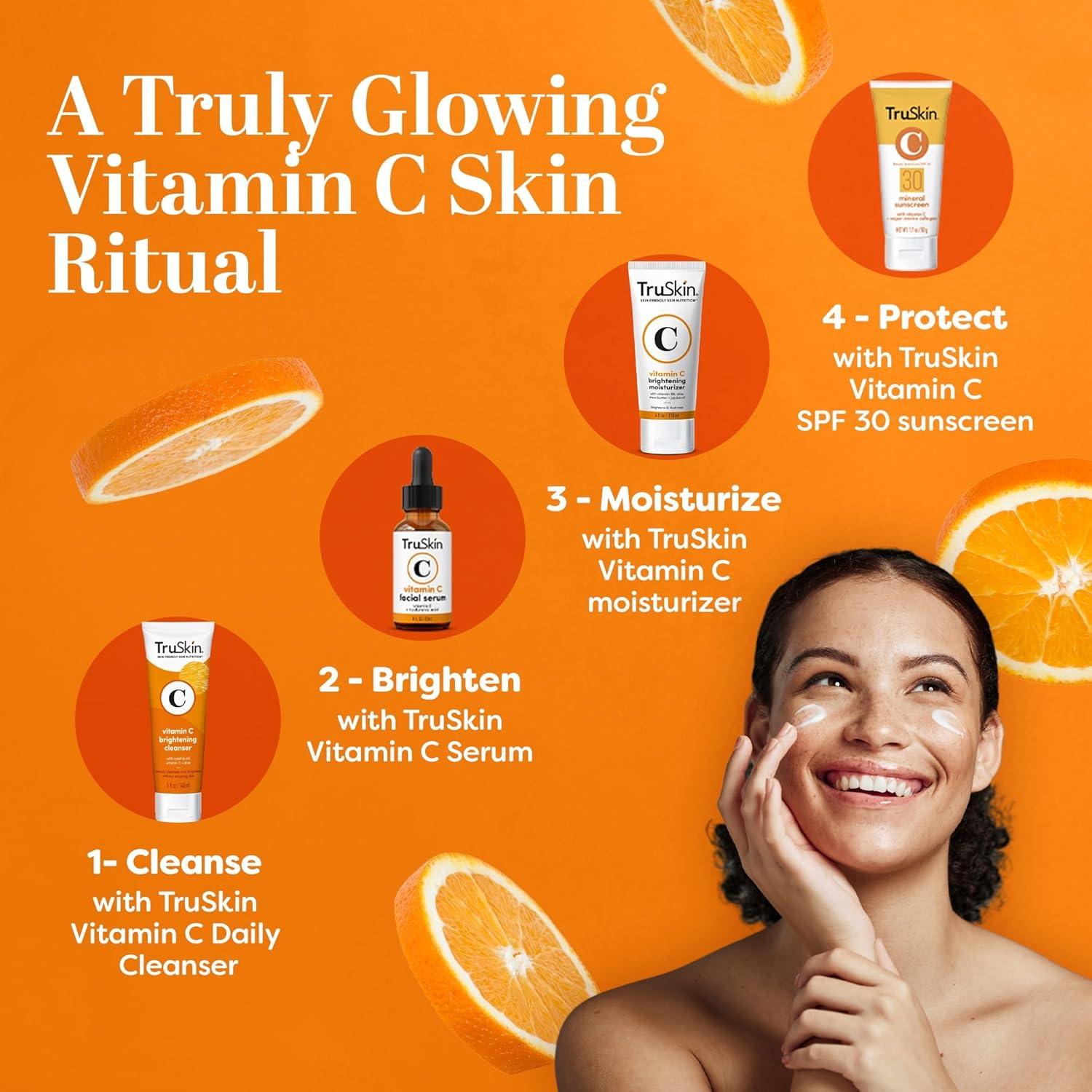 image:imageTruSkin Vitamin C Face Cream Brightening amp Hydrating Daily Moisturizer with Vitamin E B5 Jojoba Oil amp Green Tea Smooth RadiantLooking Skin 2 Fl Oz4 Fl Oz Pack of 1